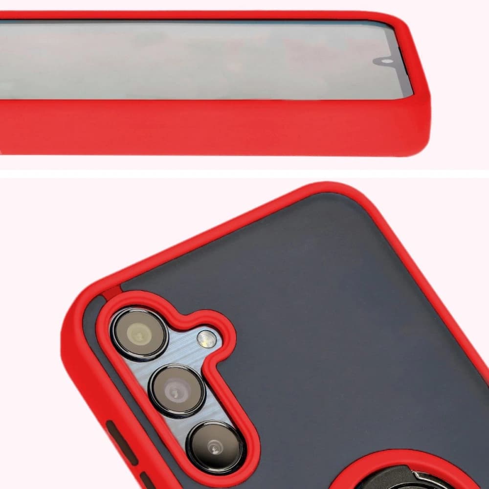 Bizon Case Hybrid Ring Samsung Galaxy M15 5G rauchig mit einem roten Rahmen - 7