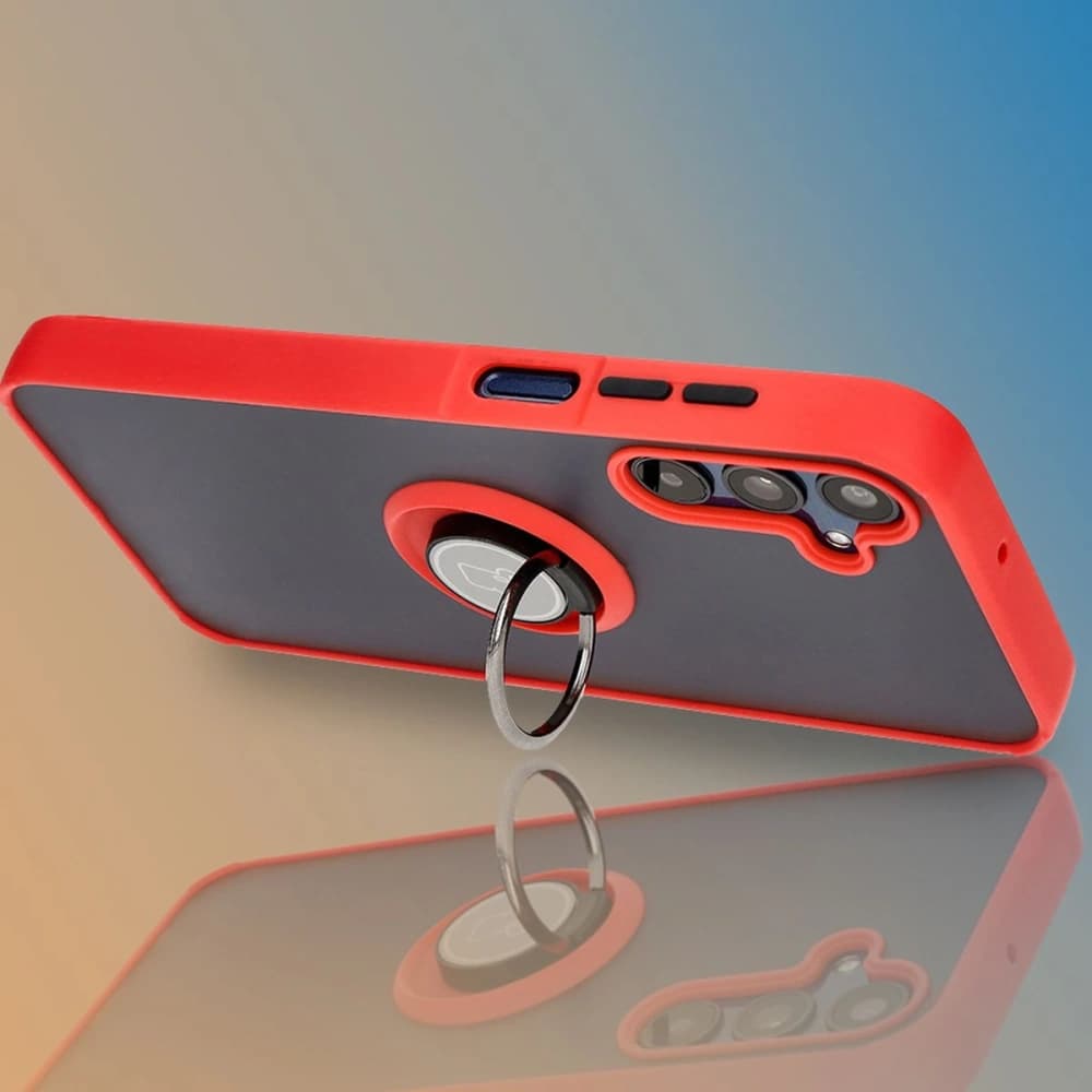 Bizon Case Hybrid Ring Samsung Galaxy M15 5G rauchig mit einem roten Rahmen - 9