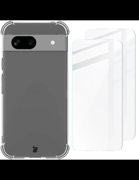 Etui + 2x szkło na ekran Bizon Case Clear Pack do Google Pixel 8a przezroczyste