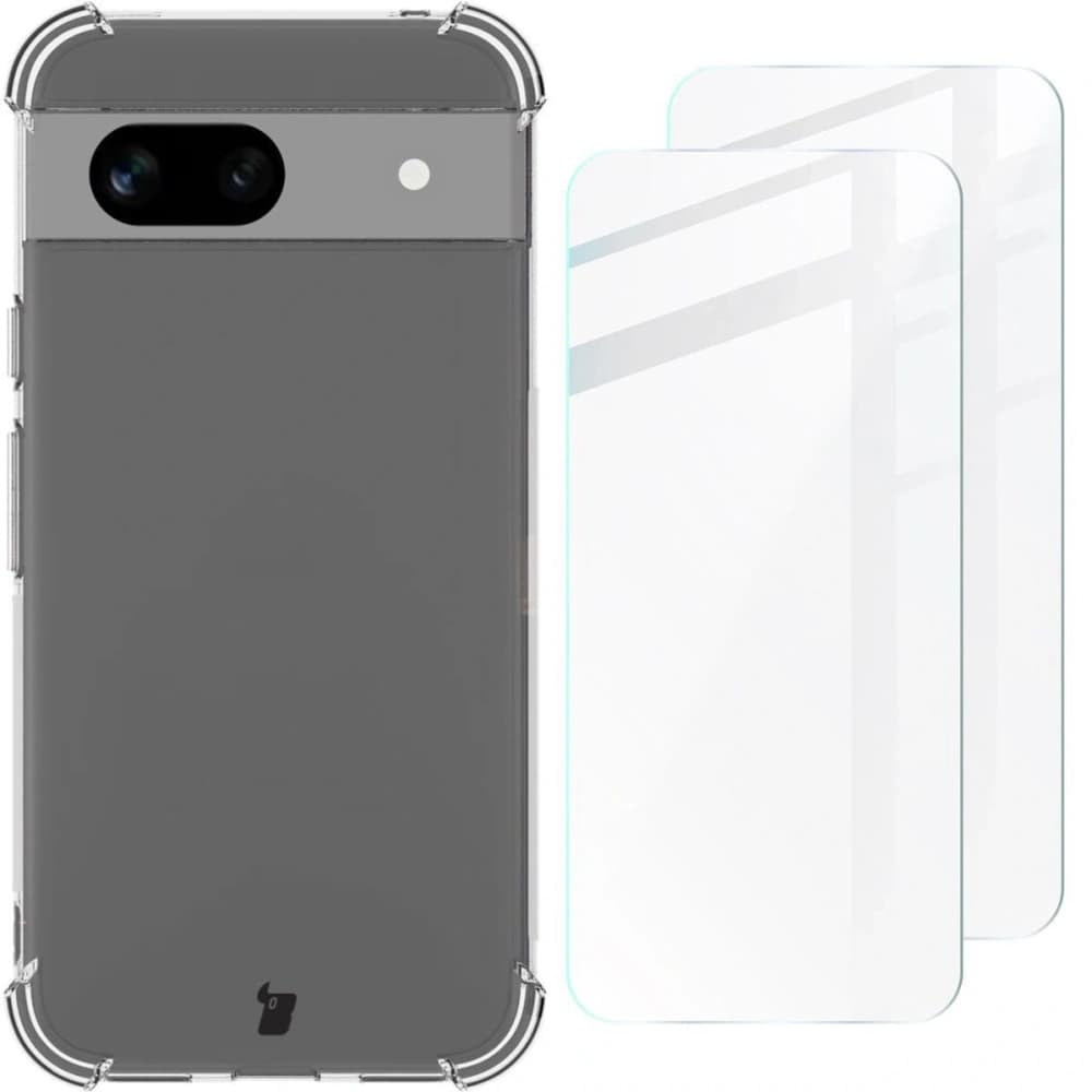 Bizon Case Clear Pack-Hülle + 2x Displayschutzglas Google Pixel 8a klar - 1