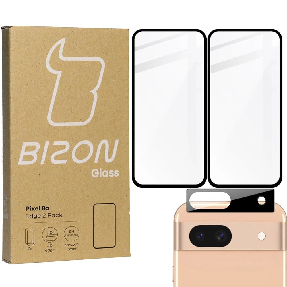 BIZON Edge 2x sticlă de ecran + sticlă pentru cameră Google Pixel 8a - 1