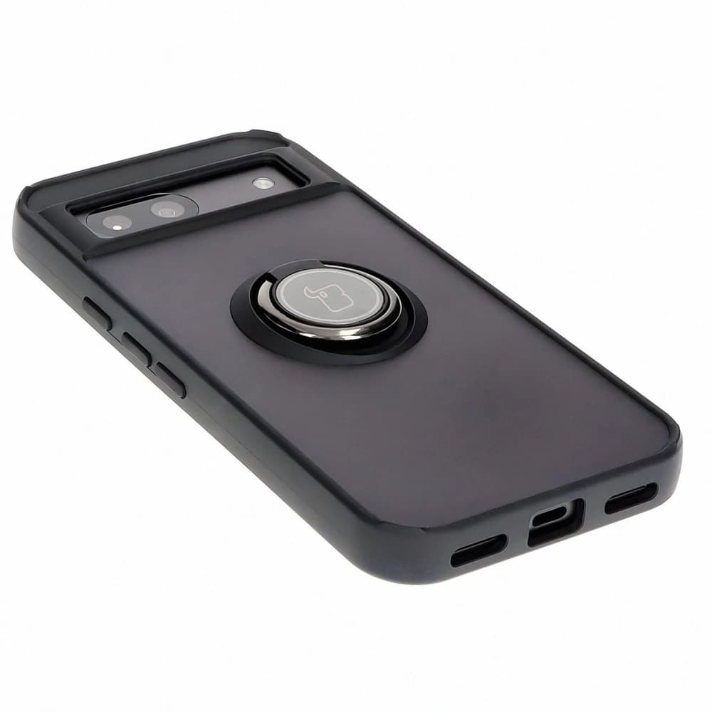 Etui s úchopem na prst Bizon Case Hybrid Ring pro Google Pixel 8a kouřové s černým rámem - 4