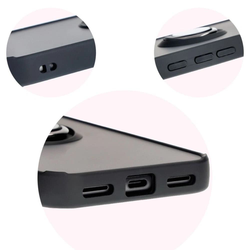 Etui s úchopem na prst Bizon Case Hybrid Ring pro Google Pixel 8a kouřové s černým rámem - 8