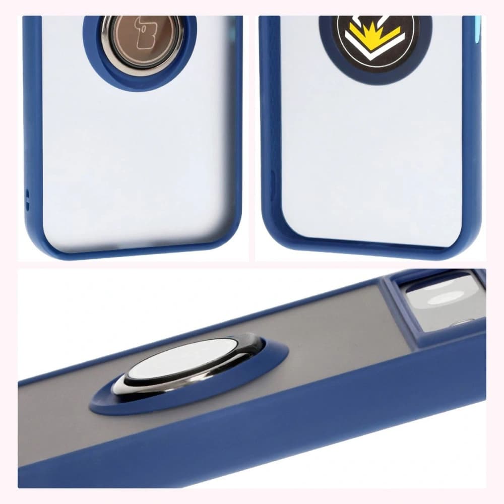 Bizon Case Hybrid Ring Google Pixel 8a füstös színű, sötétkék kerettel - 6