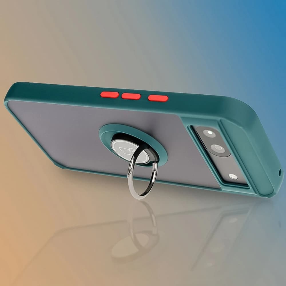 Etui s úchopem na prst Bizon Case Hybrid Ring pro Google Pixel 8a kouřové s tmavě zeleným rámečkem - 9