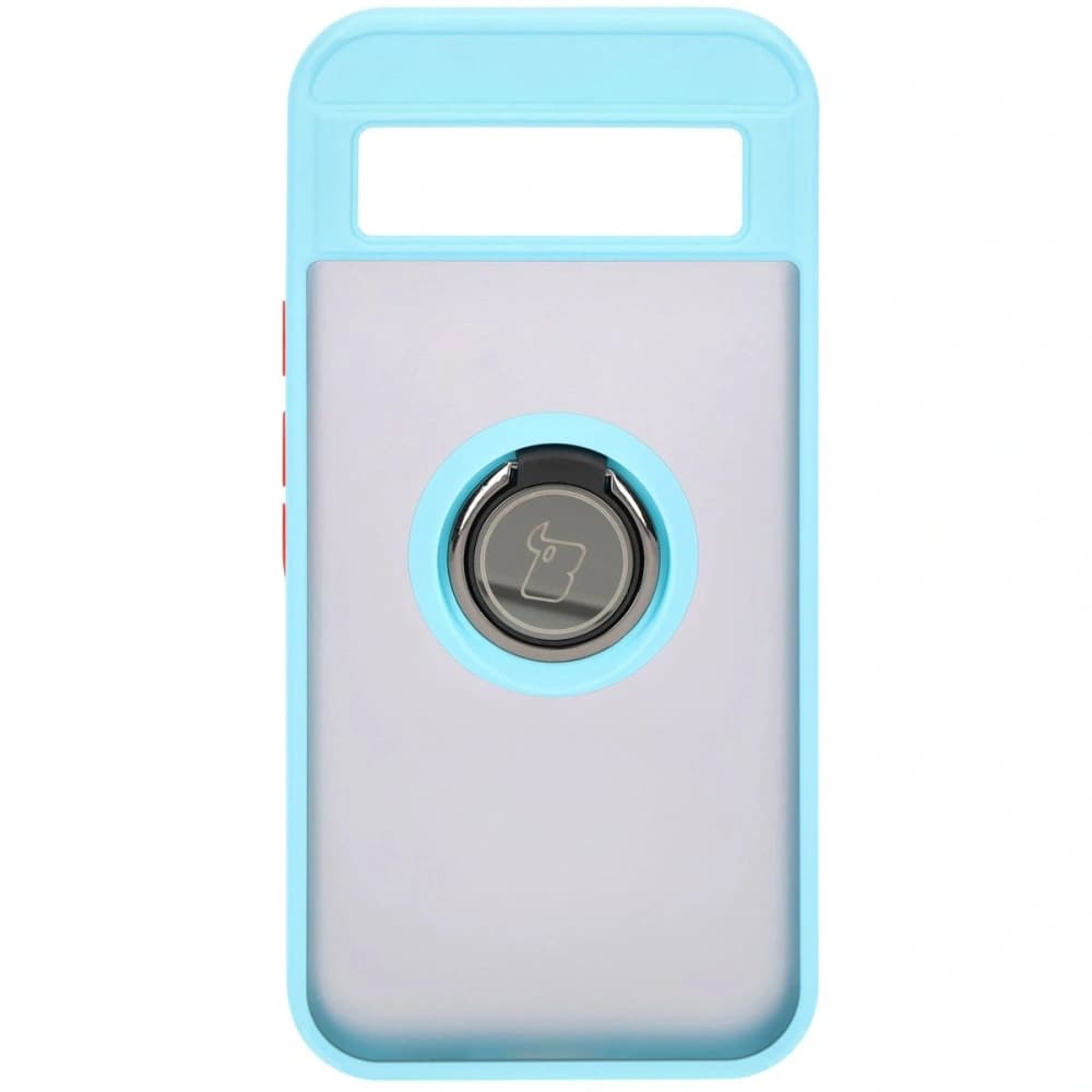 Etui s úchopem na prst Bizon Case Hybrid Ring pro Google Pixel 8a kouřové s jasně modrým rámečkem - 2