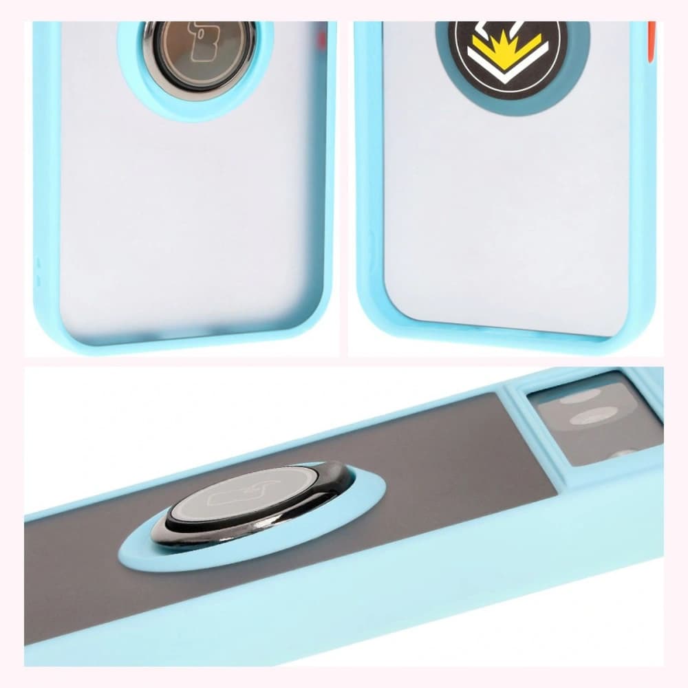 Etui s úchopem na prst Bizon Case Hybrid Ring pro Google Pixel 8a kouřové s jasně modrým rámečkem - 6