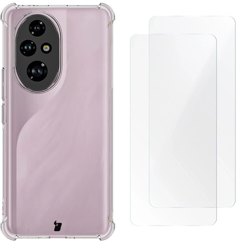 Bizon Case Clear Pack flexible case + 2x screen film Honor 200 Pro clear - 1