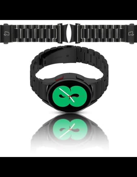 Pásek z nerezové oceli Bizon Strap Watch Aura do Samsung Galaxy Watch FE/7/6/6 Classic/5/5 Pro/4/4 Classic černý