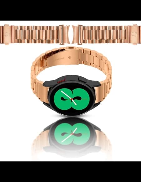 Pásek z nerezové oceli Bizon Strap Watch Aura do Samsung Galaxy Watch FE/7/6/6 Classic/5/5 Pro/4/4 Classic růžově zlatý