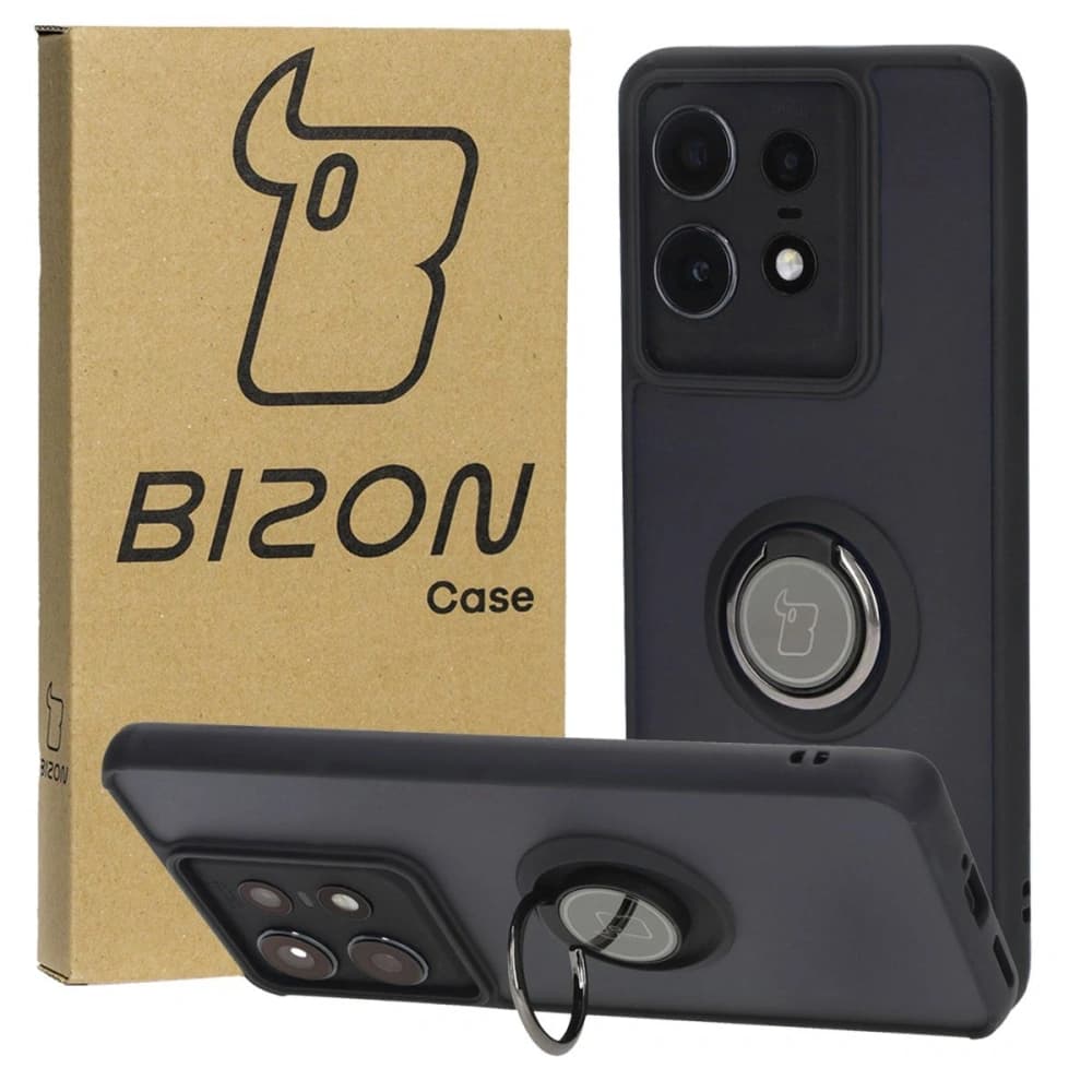 Caz Hybrid Bizon Ring Motorola Edge 50 Pro fumuriu cu un cadru negru - 1
