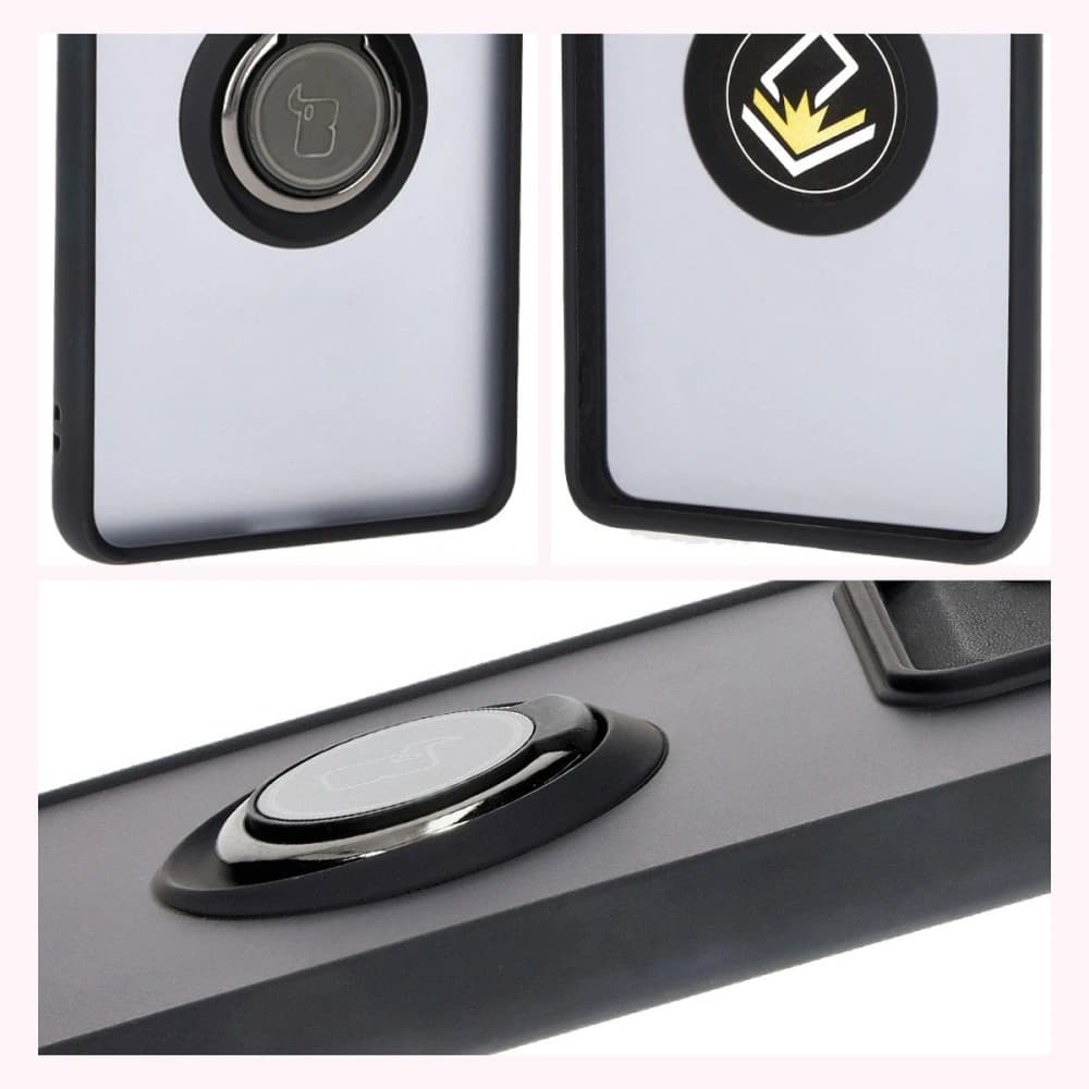 Caz Hybrid Bizon Ring Motorola Edge 50 Pro fumuriu cu un cadru negru - 6