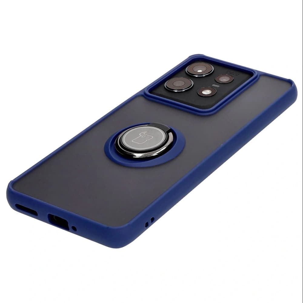 Bizon Case Hybrid Ring Motorola Edge 50 Pro rauchig mit einem marineblauen Rahmen - 3
