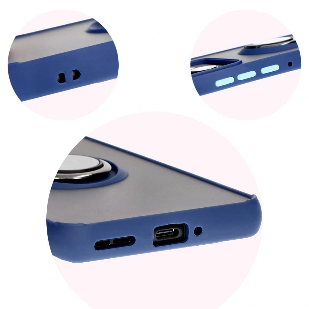 Bizon Case Hybrid Ring Motorola Edge 50 Pro rauchig mit einem marineblauen Rahmen - 8