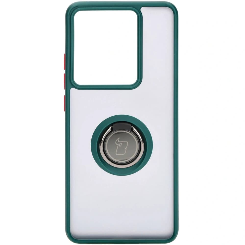 Etui s úchytem na prst Bizon Case Hybrid Ring pro Motorola Edge 50 Pro kouřové s tmavě zeleným rámečkem - 2