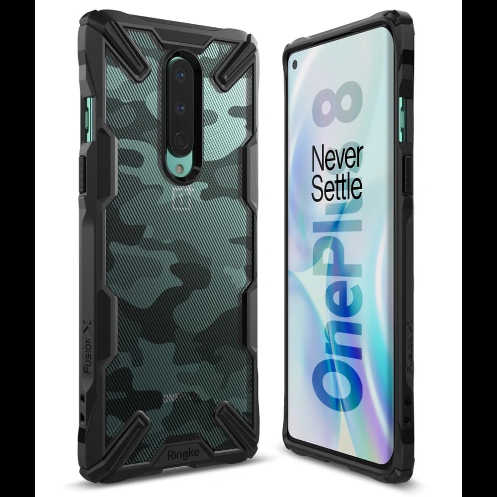 Etui Ringke Fusion-X OnePlus 8 Camo (Moro) černé - 1