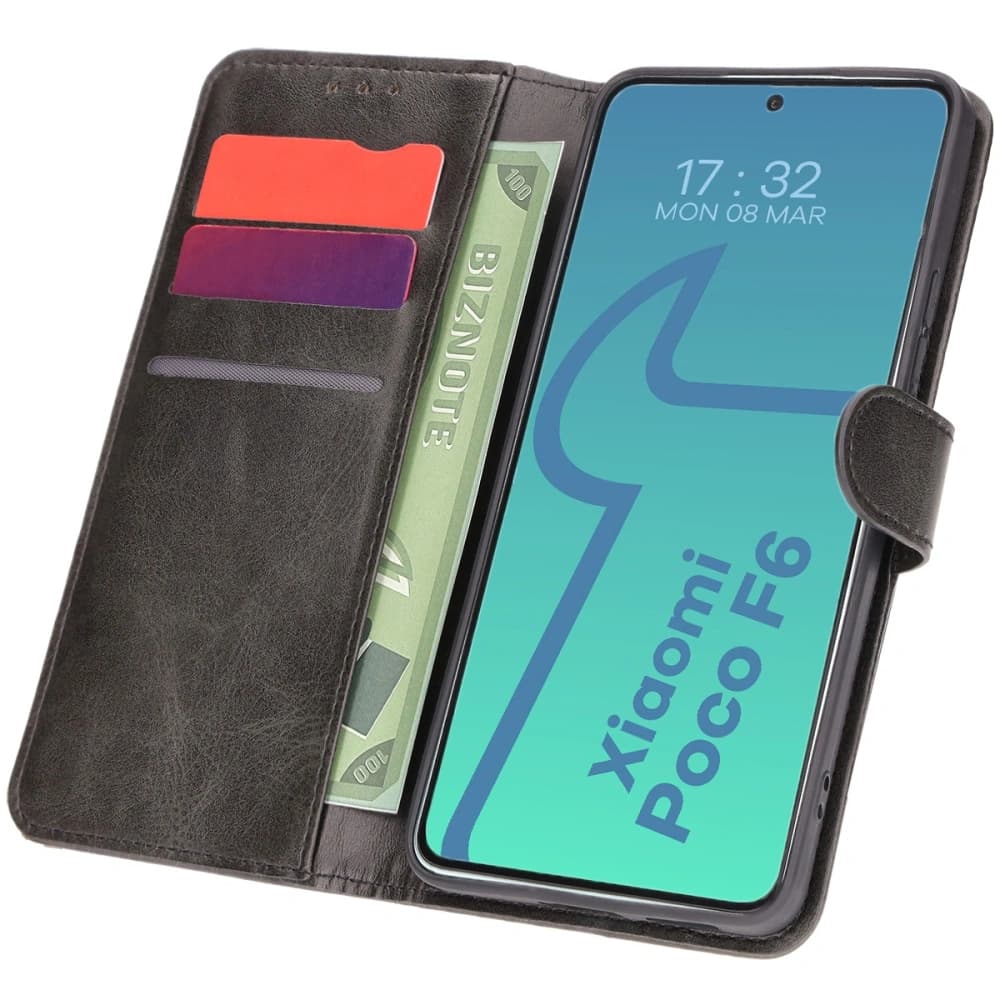 Etui s klopou Bizon Case Pocket pro Xiaomi Poco F6 černé - 1