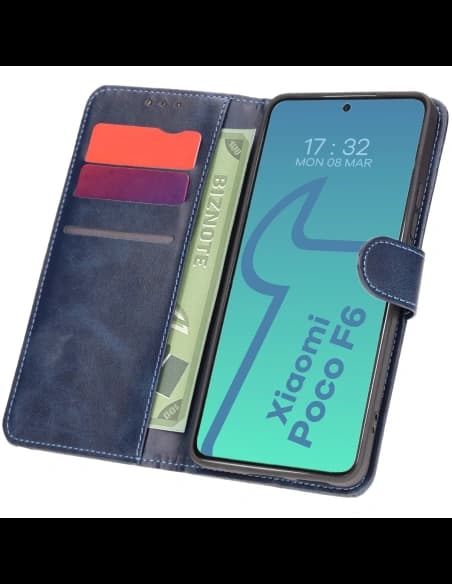 Etui s klopou Bizon Case Pocket pro Xiaomi Poco F6 modré