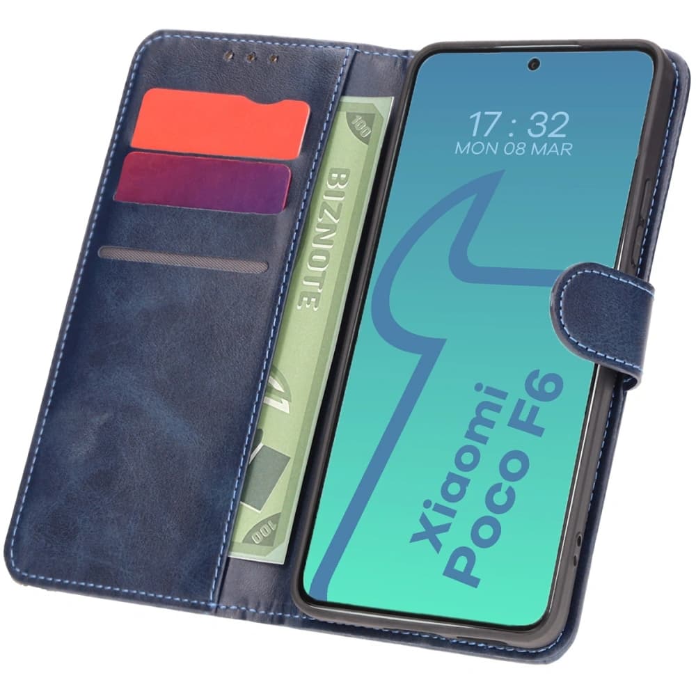 Etui s klopou Bizon Case Pocket pro Xiaomi Poco F6 modré - 1