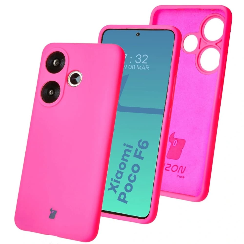 Silikonové pouzdro Bizon Soft Case pro Xiaomi Poco F6 neonově růžové - 2