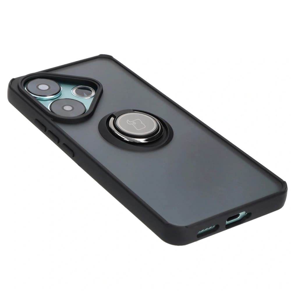 Etui s úchytem na prst Bizon Case Hybrid Ring pro Xiaomi Poco F6 kouřové s černým rámem - 4