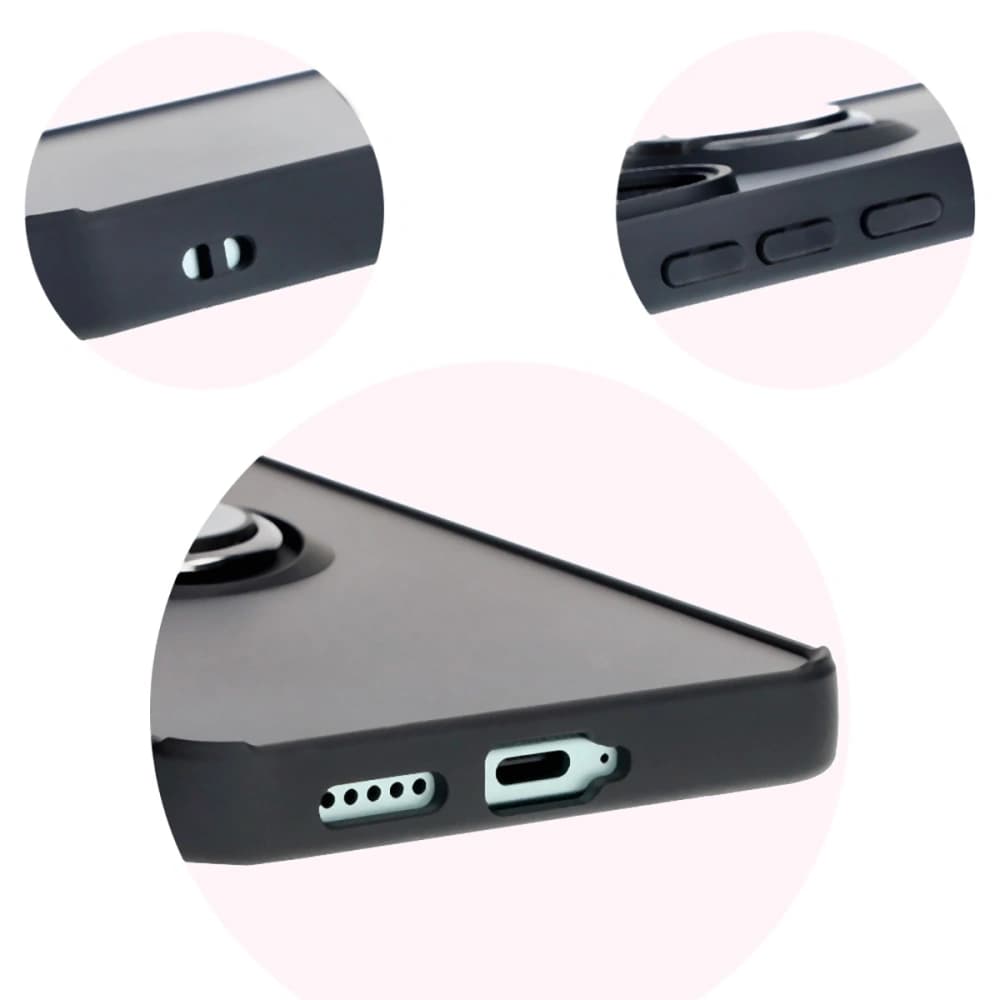 Etui s úchytem na prst Bizon Case Hybrid Ring pro Xiaomi Poco F6 kouřové s černým rámem - 8