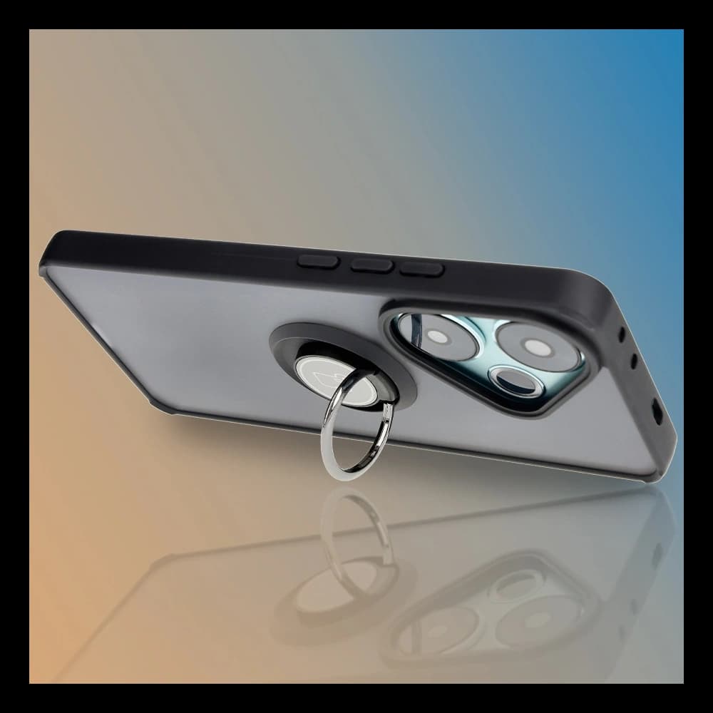 Etui s úchytem na prst Bizon Case Hybrid Ring pro Xiaomi Poco F6 kouřové s černým rámem - 9