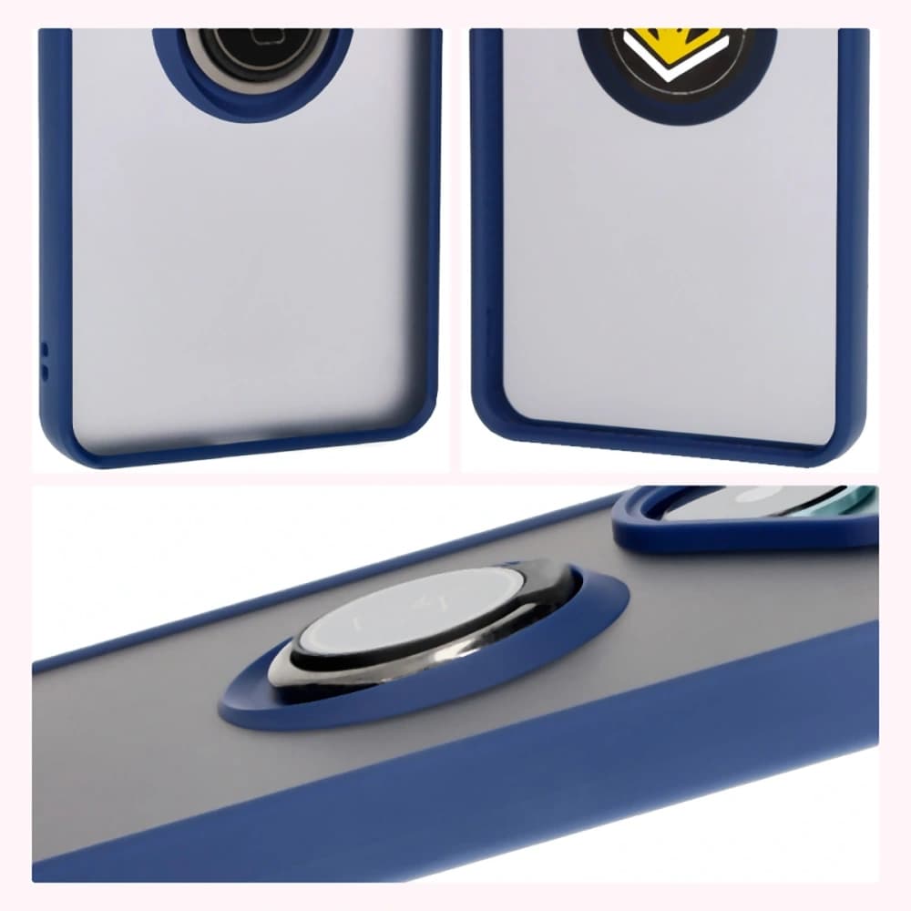 Etui s úchopem na prst Bizon Case Hybrid Ring pro Xiaomi Poco F6 kouřové s modrým rámem - 6