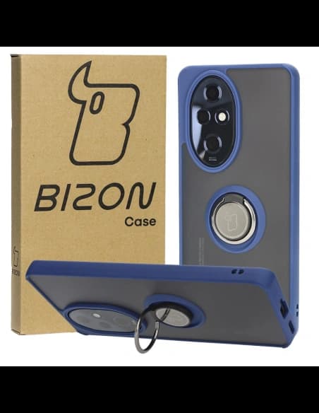 Bizon Case Hybrid Ring Honor 200 Pro smoky with a navy blue frame