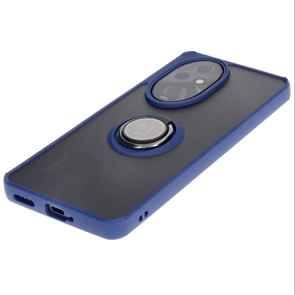 Bizon Case Hybrid Ring Honor 200 Pro smoky with a navy blue frame - 3