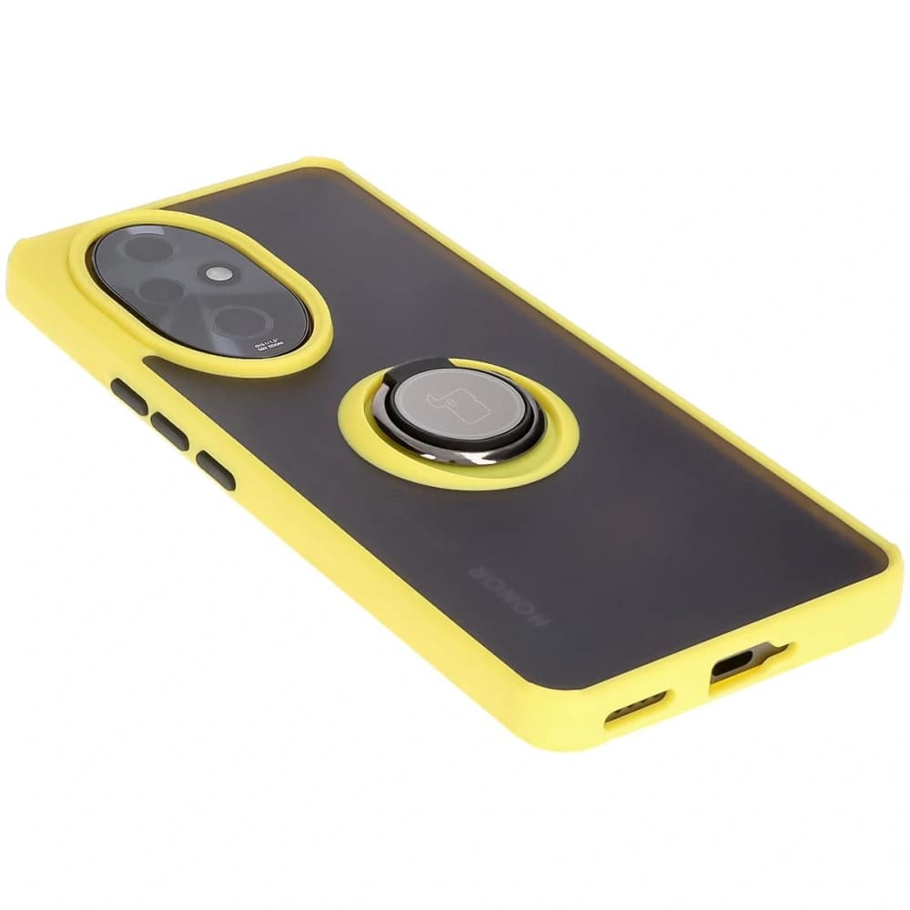 Bizon Case Hybrid Ring Honor 200 Pro smoky with a yellow frame - 4