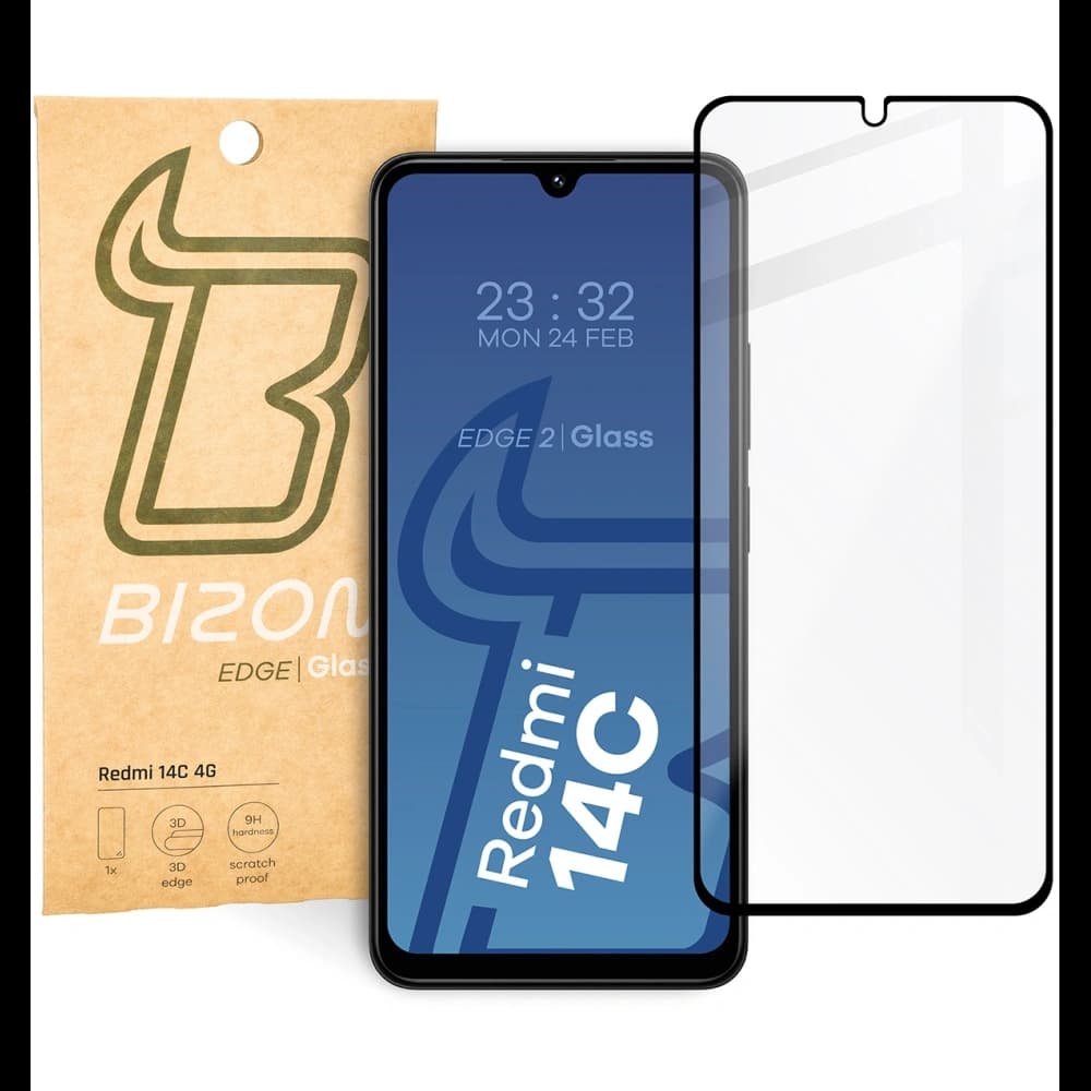 Bizon Glass Edge 2 Xiaomi Redmi 14C 4G / POCO C75 fekete - 1