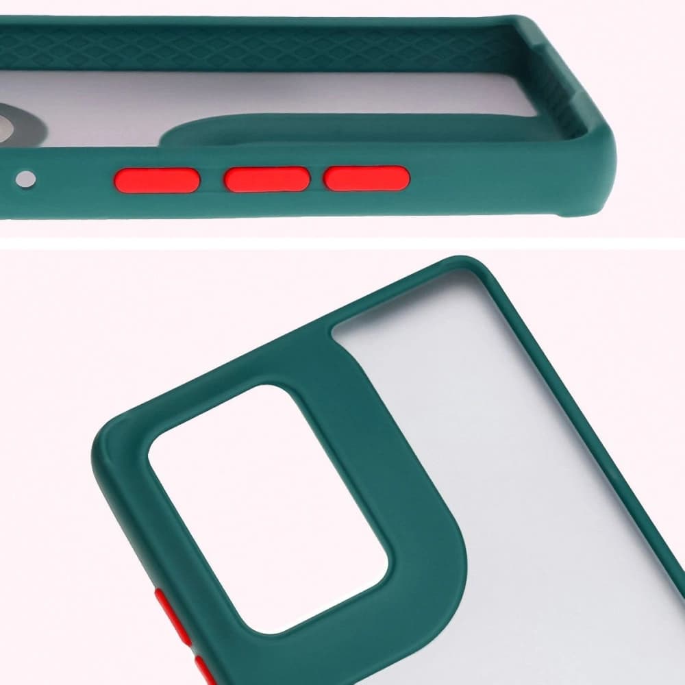 Bizon Case Hybrid Ring Motorola Edge 50 Fusion fumuriu cu un cadru verde închis - 3