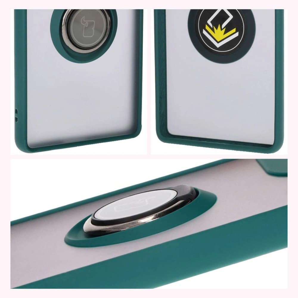 Bizon Case Hybrid Ring Motorola Edge 50 Fusion fumuriu cu un cadru verde închis - 4
