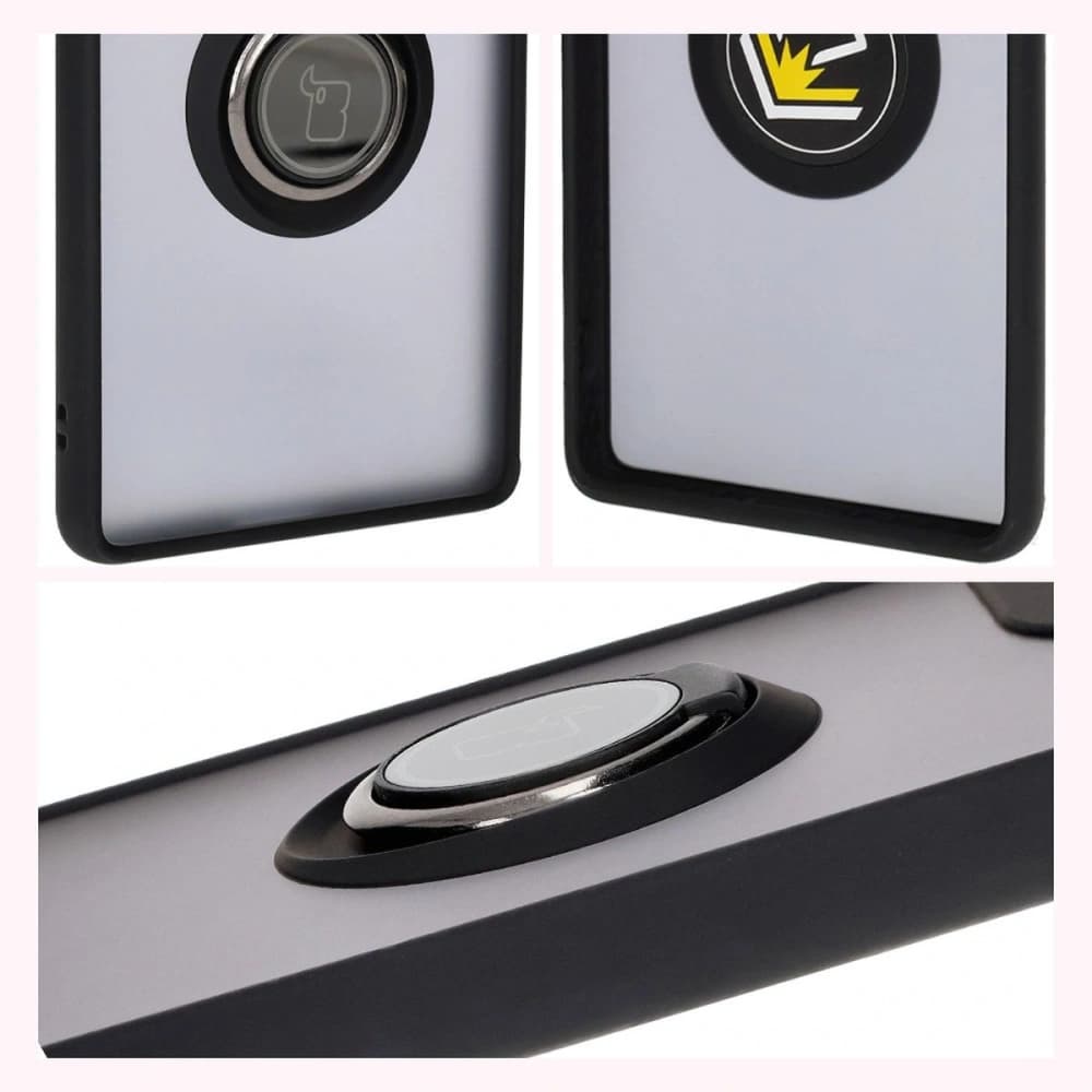 Bizon Case Hybrid Ring Motorola Edge 50 Fusion smoky with a black frame - 4