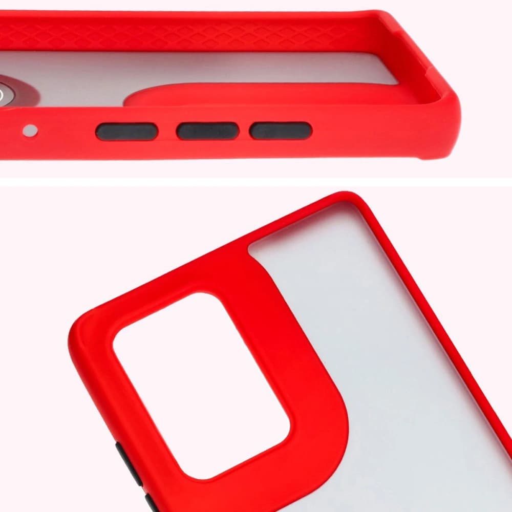 Bizon Case Hybrid Ring Motorola Edge 50 Fusion smoky with a red frame - 3