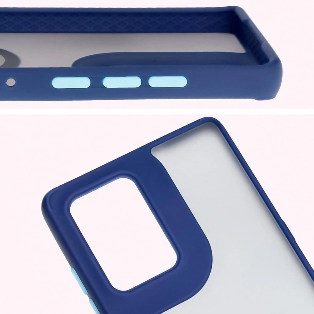 Bizon Case Hybrid Ring Motorola Edge 50 Fusion smoky with a navy blue frame - 3