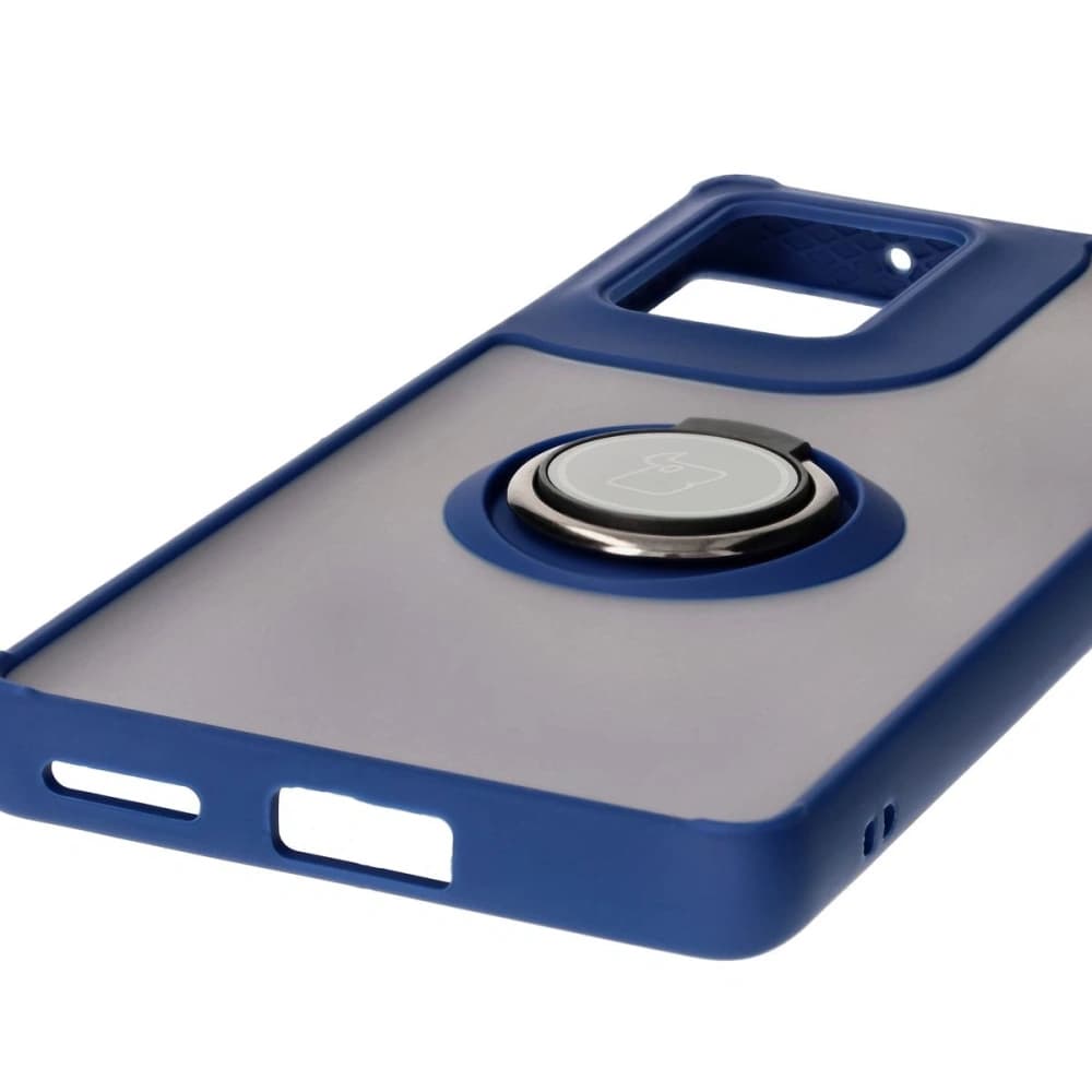 Bizon Case Hybrid Ring Motorola Edge 50 Fusion smoky with a navy blue frame - 5