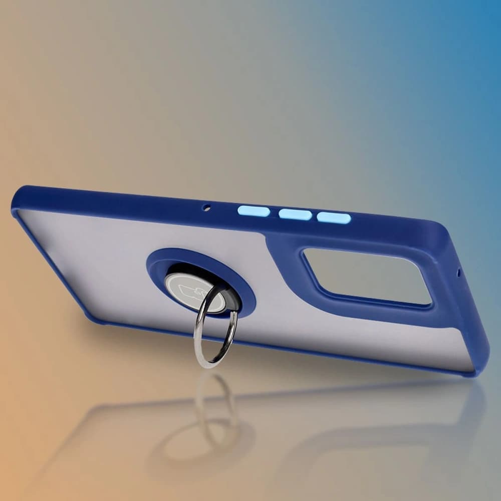 Bizon Case Hybrid Ring Motorola Edge 50 Fusion smoky with a navy blue frame - 6