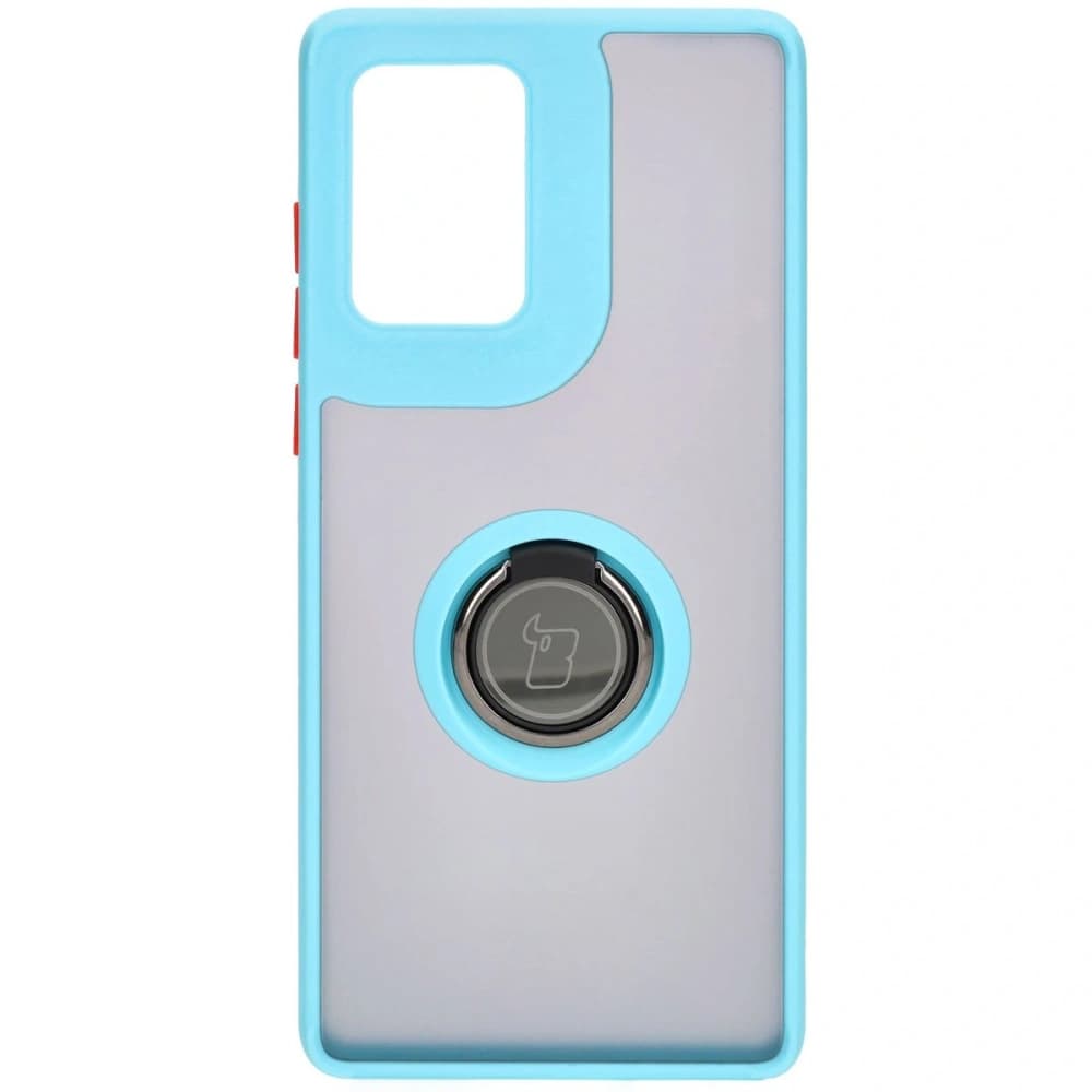 Bizon Case Hybrid Ring Motorola Edge 50 Fusion smoky with a light blue frame - 2