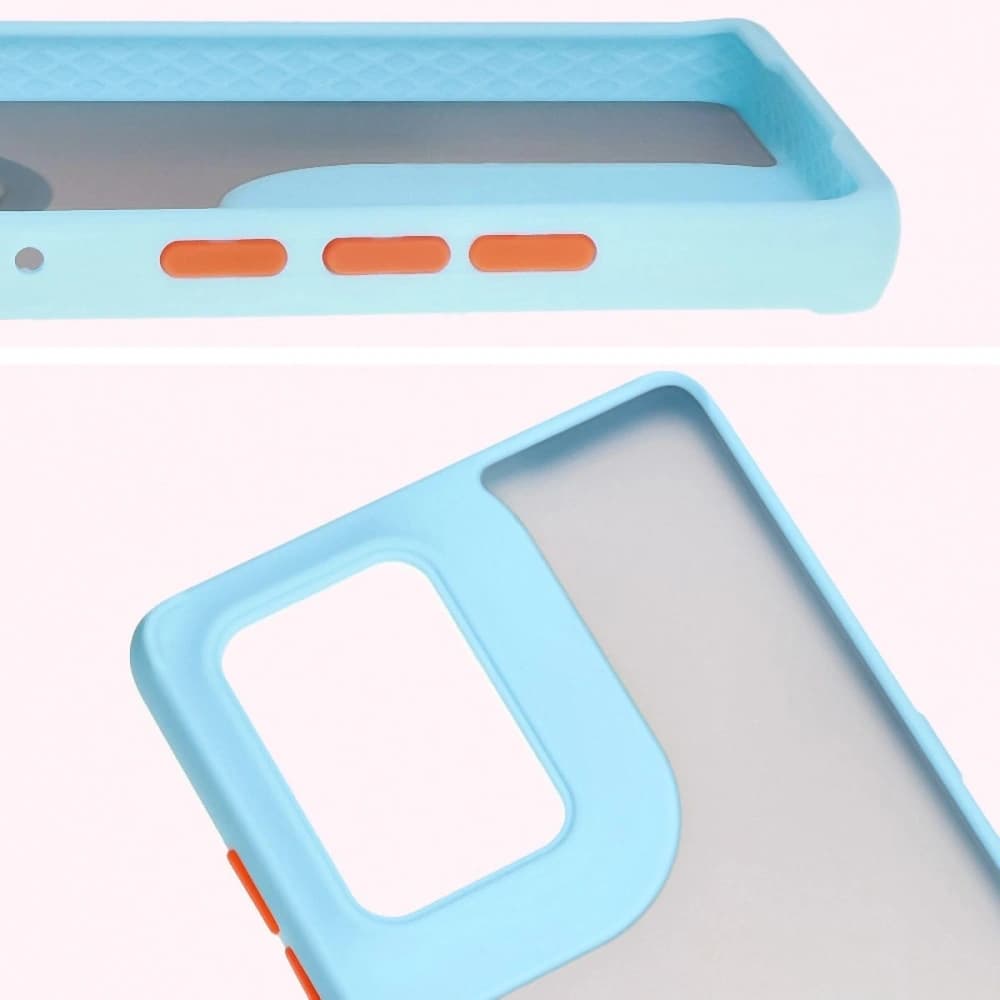 Bizon Case Hybrid Ring Motorola Edge 50 Fusion smoky with a light blue frame - 3