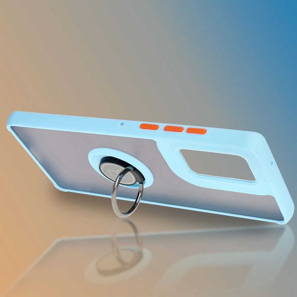 Bizon Case Hybrid Ring Motorola Edge 50 Fusion smoky with a light blue frame - 6