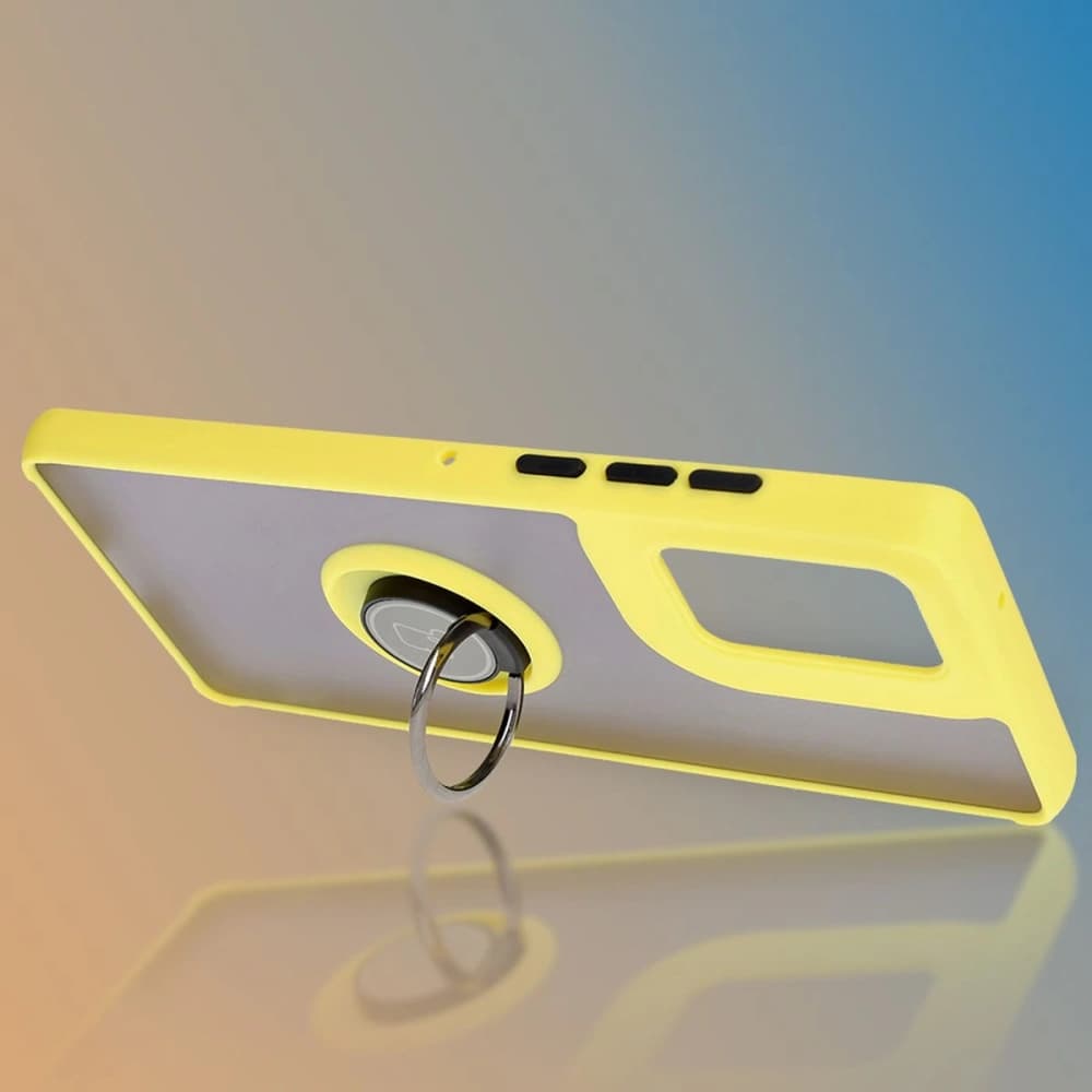 Bizon Case Hybrid Ring Motorola Edge 50 Fusion smoky with a yellow frame - 6