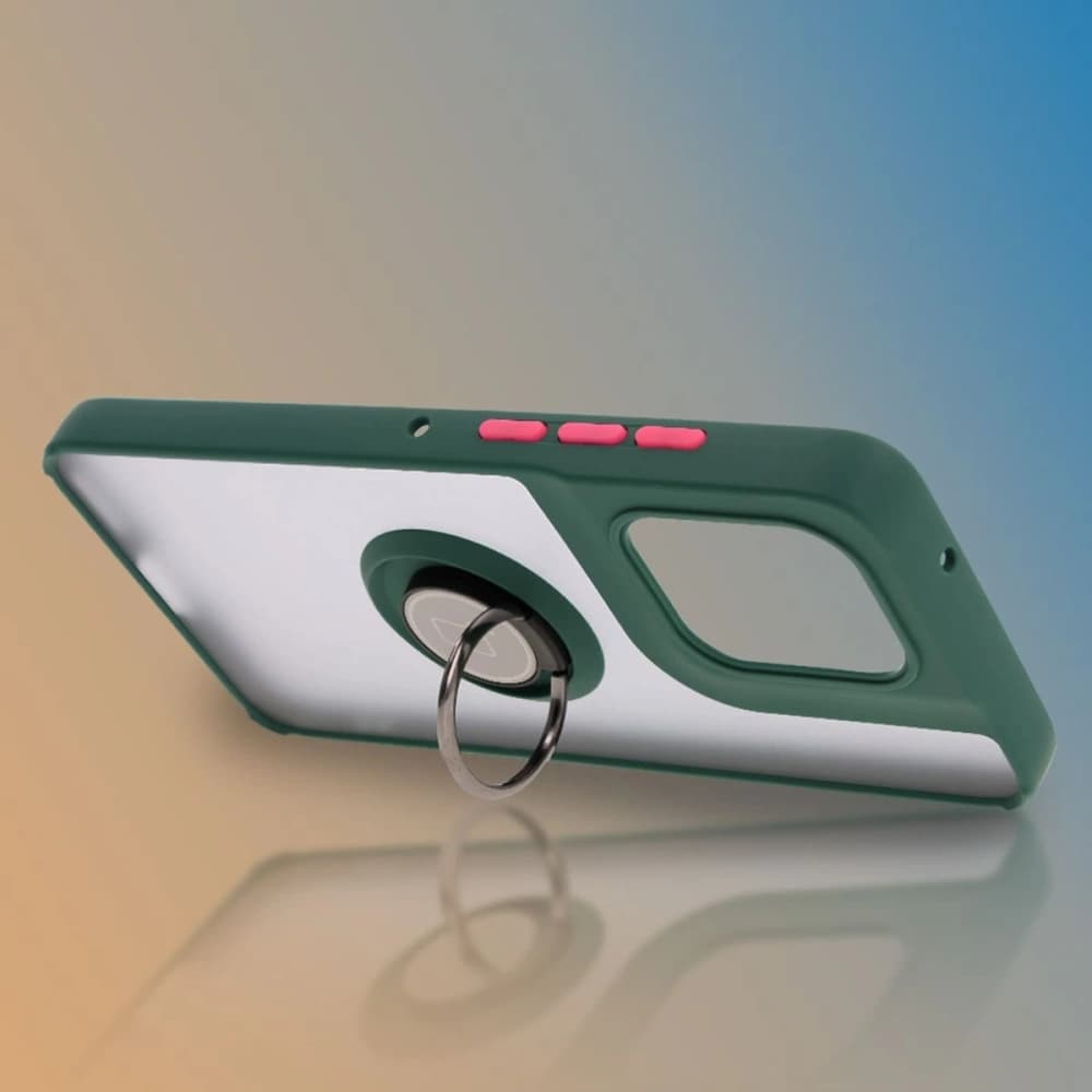 Bizon Case Hybrid Ring Motorola Edge 50 Neo smoky with a dark green frame - 6