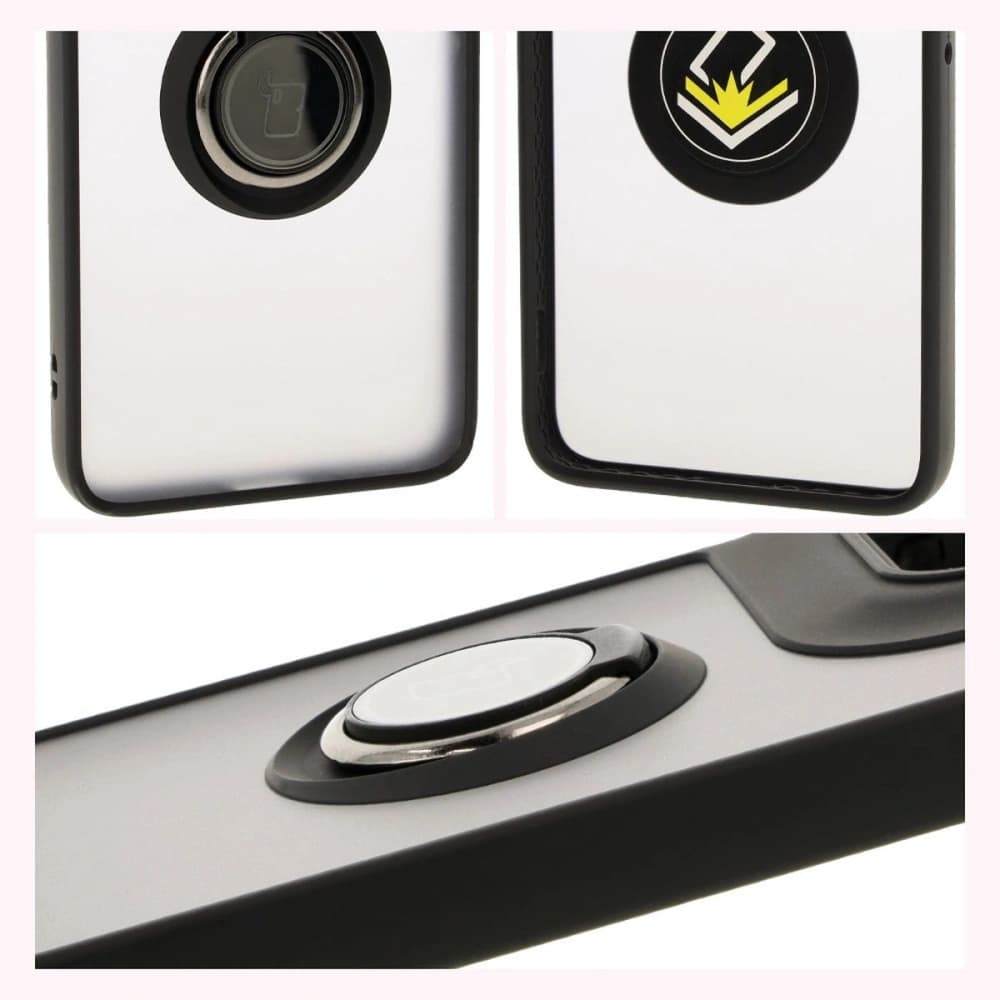 Bizon Case Hybrid Ring Motorola Edge 50 Neo rauchig mit einem schwarzen Rahmen - 4