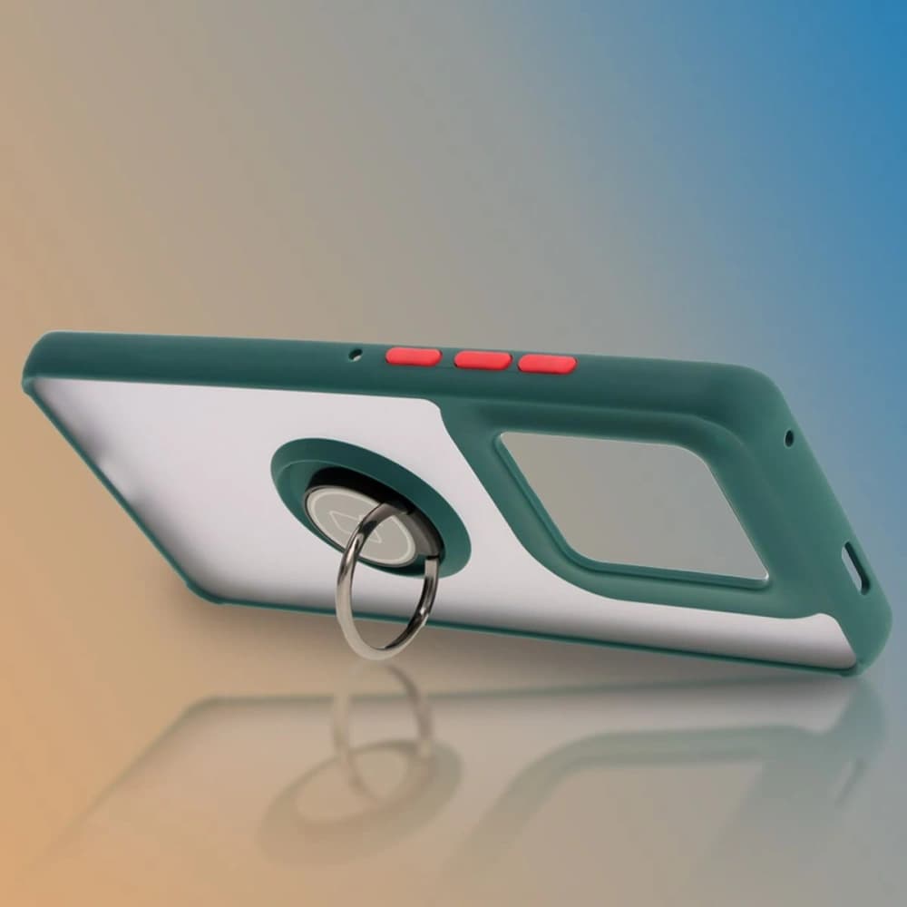 Bizon Case Hybrid Ring Motorola Edge 50 Ultra füstös sötétzöld kerettel - 6