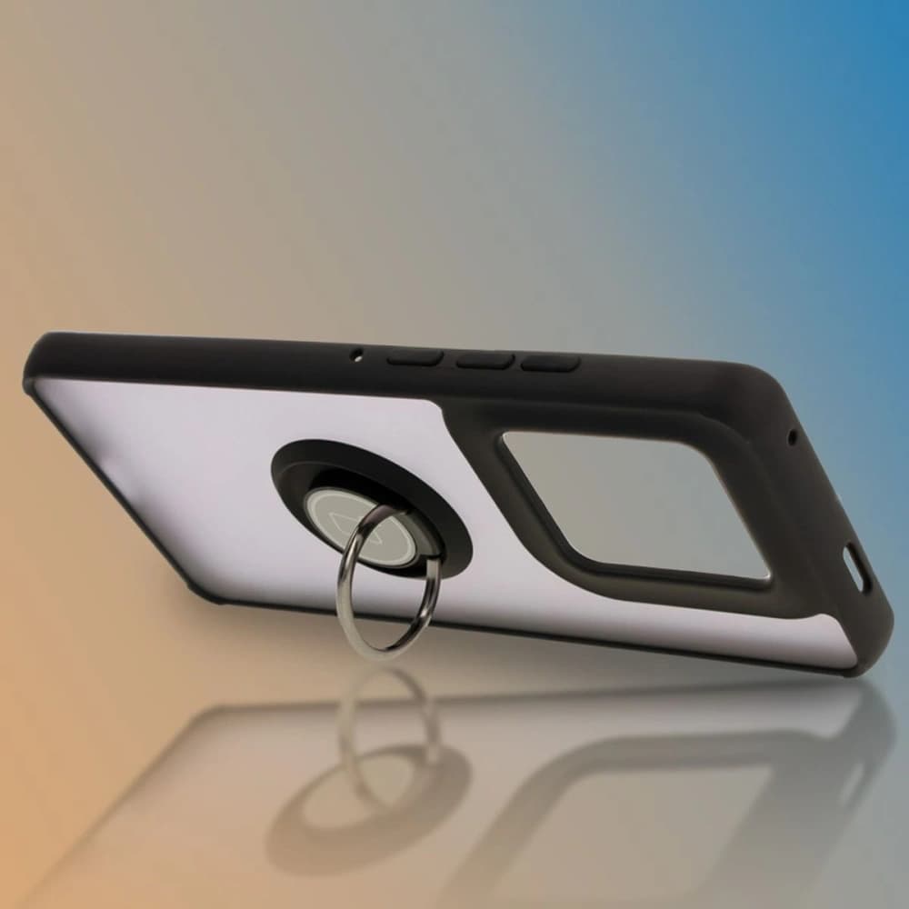 Etui z uchwytem na palec Bizon Case Hybrid Ring do Motorola Edge 50 Ultra kouřové s černým rámem - 6