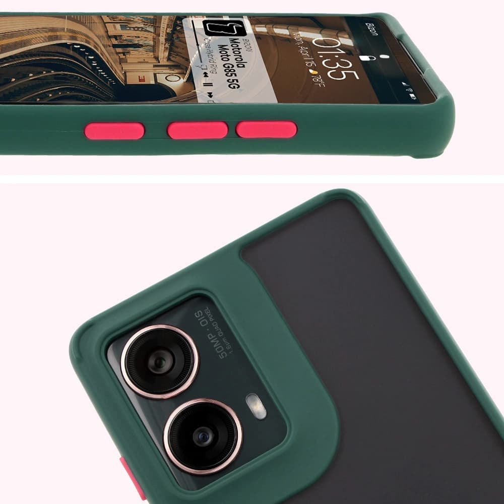 Bizon Case Hybrid Ring Motorola Moto G85 5G füstös sötétzöld kerettel - 3
