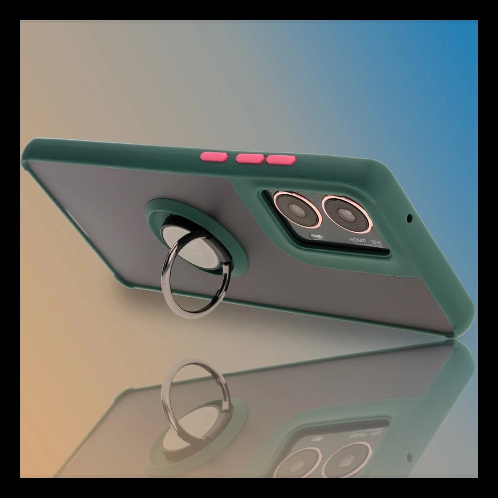 Bizon Case Hybrid Ring Motorola Moto G85 5G füstös sötétzöld kerettel - 6