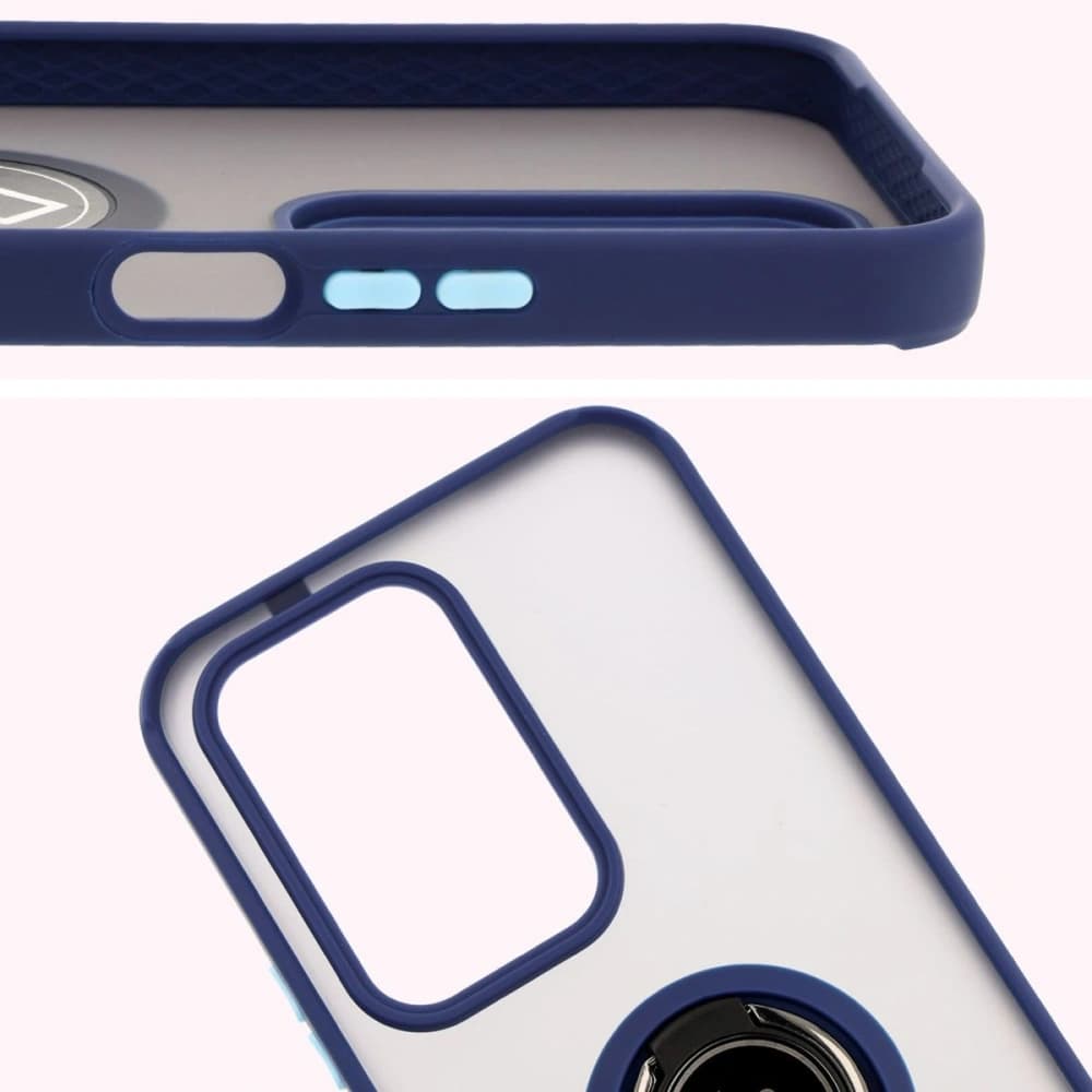 Bizon Case Hybrid Ring Honor 200 Lite smoky with a navy blue frame - 3